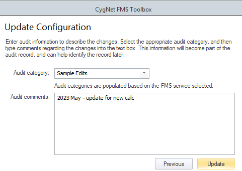 Update Configuration